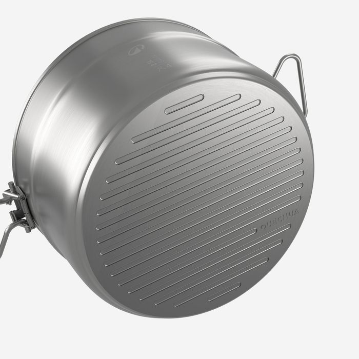 Conjunto de cozinha 500 de campismo em aço inox+anti-aderente - 4P -