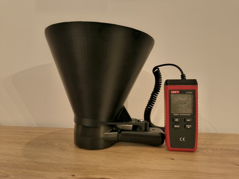 Tuba/lej do pomiaru rekuperacji (rekuperator, anemometr, wiatromierz)