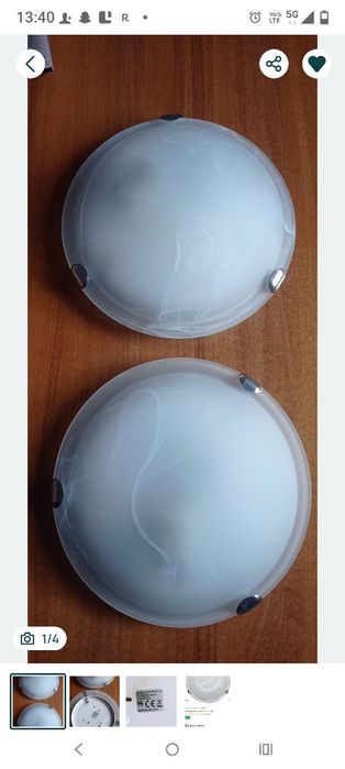 Dwa plafony sufitowe szklane