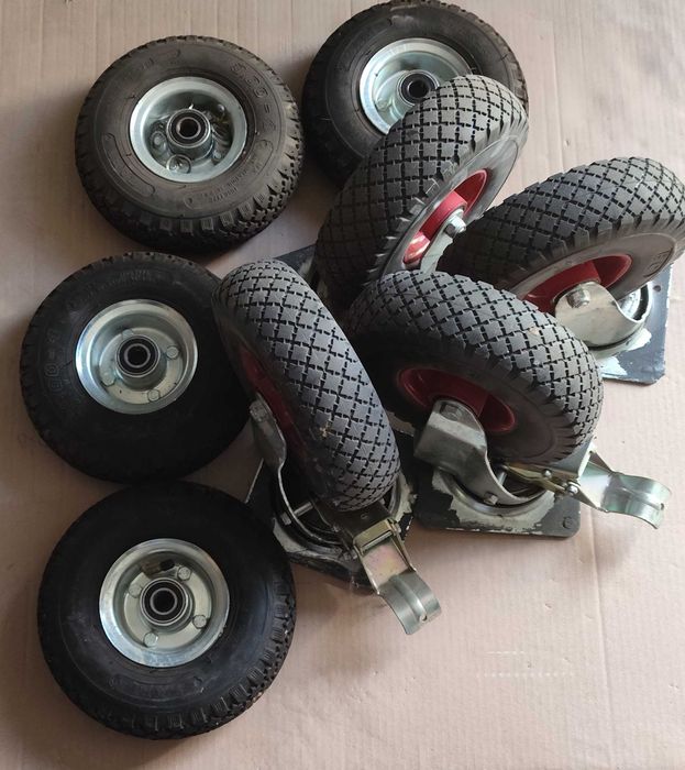 Zestaw koła skrętne pompowane i pełne z hamulcem i bez 3.00-4 fi 160