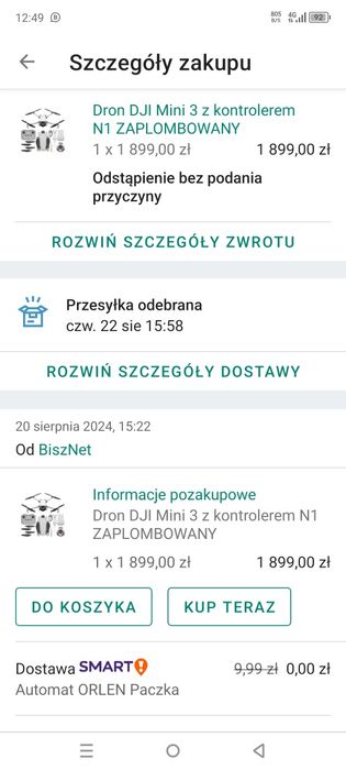 Dron DJI Mini 3 6000 m 2453 mAh