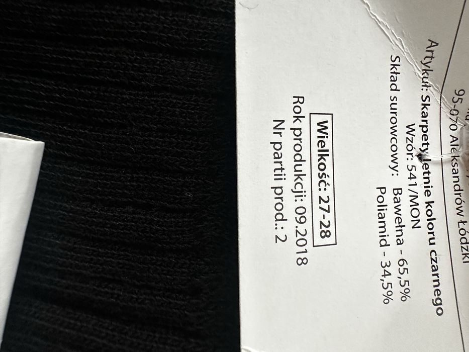 Skarpety wojskowe letnie kol. czarnego wz. 541/MON - 5 par