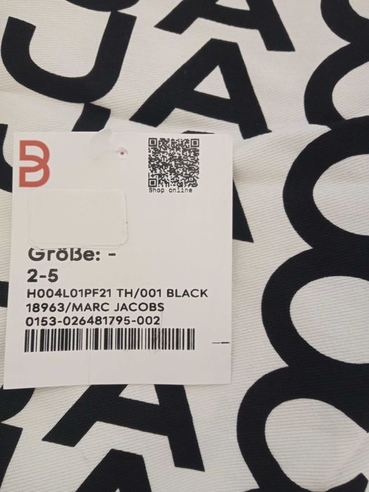 Marc Jacobs czarno-biały worek ze ściągaczem 50x45cm