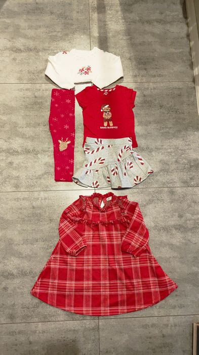 Komplet ubranek świątecznych Boże Narodzenie dla dziewczynki r. 98/1