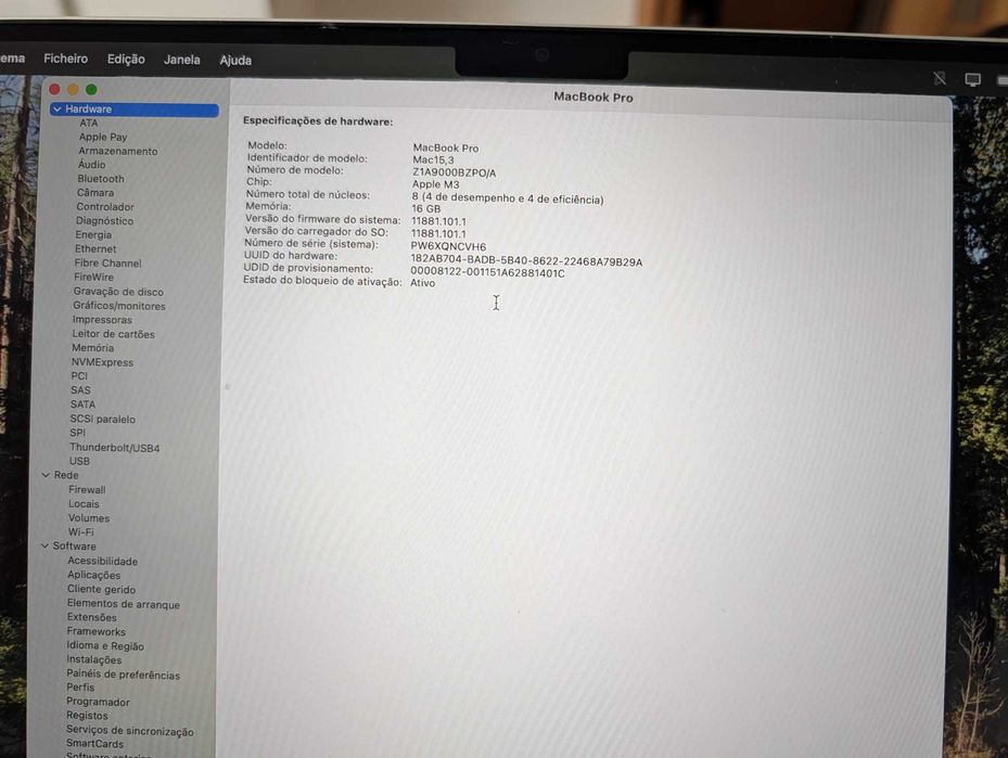 MacBook Pro 14" M3 16GB Ram 512GB SSD  (Estado Novo, 84 Ciclos de carga - indicador de pouquissima utilização)