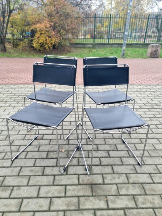 Krzesło w chromie proj.G. Belotti,Wochy lata 80,mid century,Bauhaus