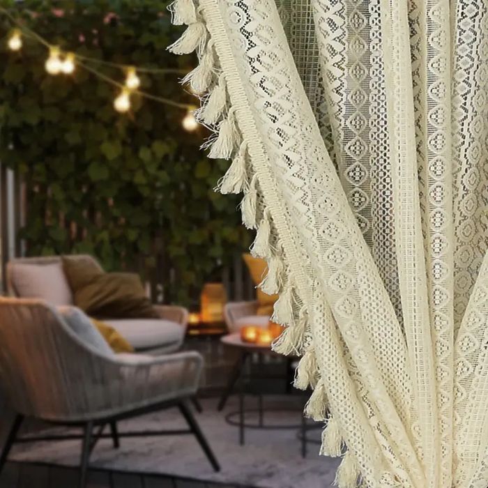 Komplet piękne 2 firany koronkowe boho