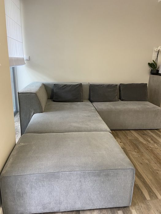 Sofa narożna Infinity z pufą szara kare