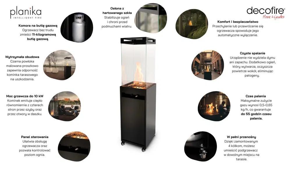 Kominek grzewczy na taras/ do ogrodu marki PLANIKA