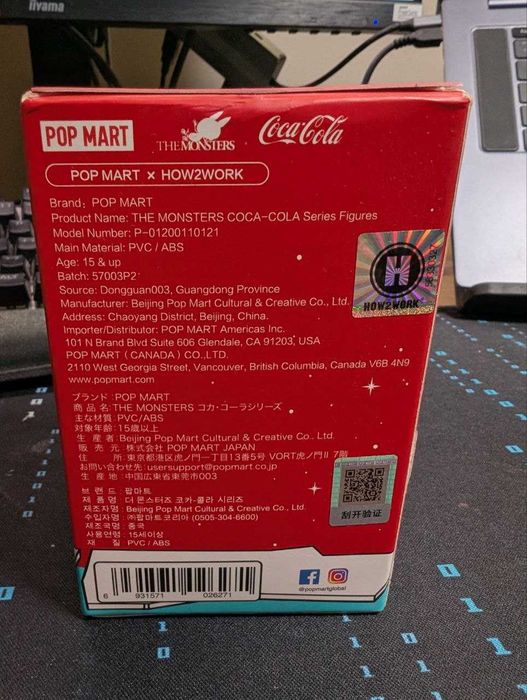 Oryginalne Pop Mart Monster Coca-cola  blindbox labudu  prezent swieta