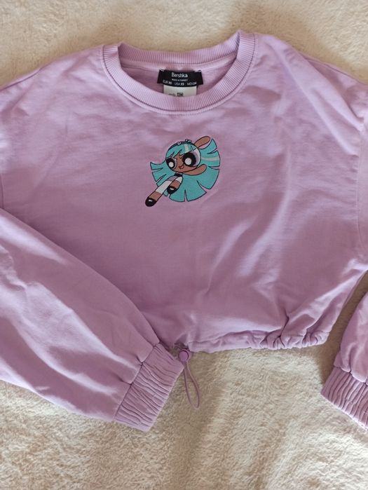 Bluza krótka Bershka power puff girls wrzos