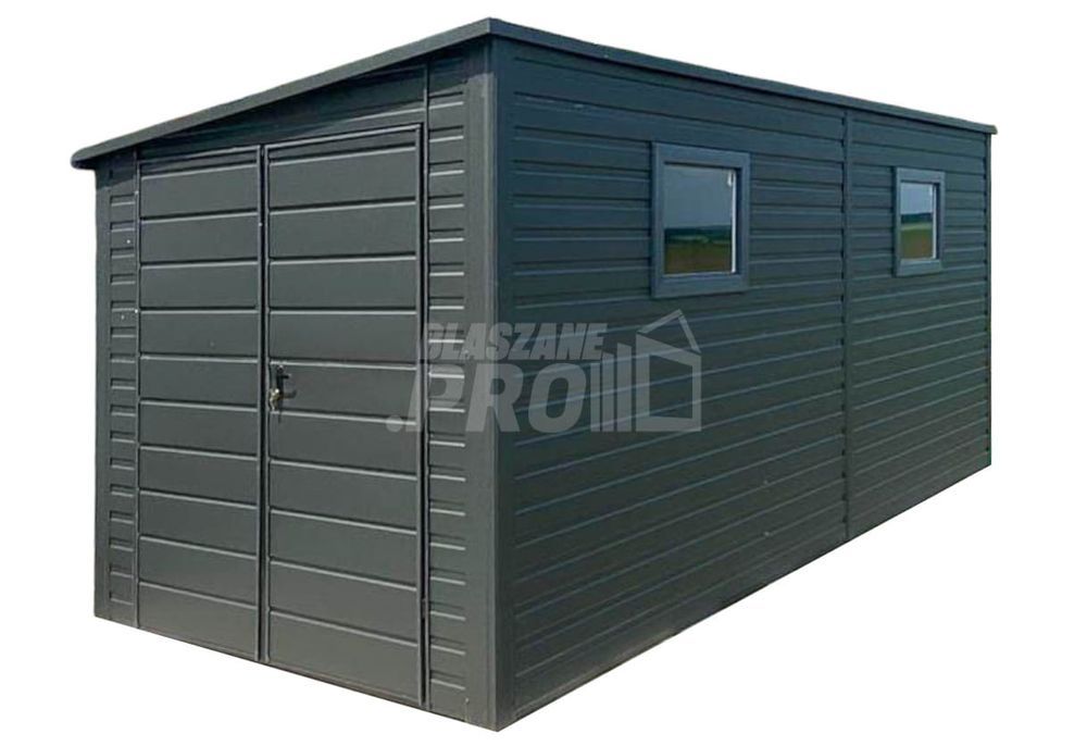 Schowek - domek ogrodowy 2x5m okno - antracyt - dach spad w bok GP625