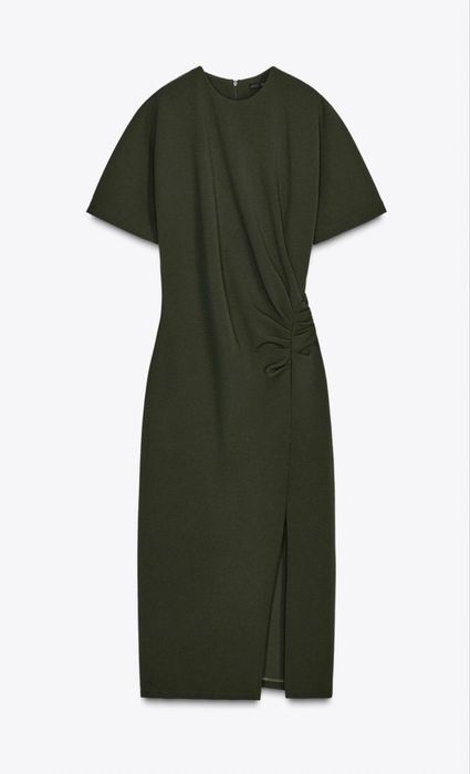 Сукня міді Zara темнозелена нова
