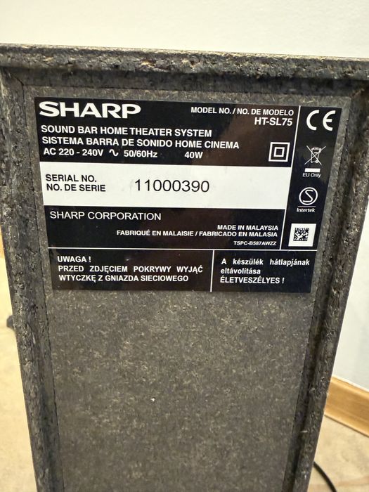 Głośniki SHARP HT-SL75 sound bar home theater system