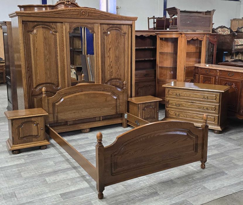 Rustykalny Komplet Mebli Do Sypialni / Sypialnia Dębowa / Szafa 205cm