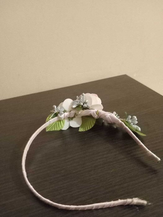 Обруч на голову, віночок український "Рожеві рози", до вишиванки.