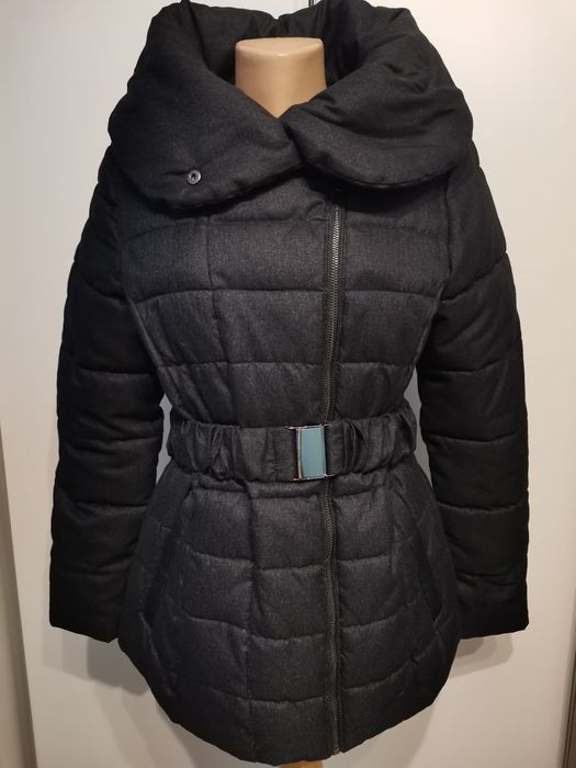 Zimowa, pikowana kurtka damska Savoir rozm 40, ciemno szara, kołnierz