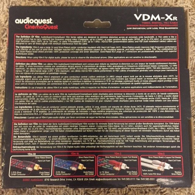 Audioquest VDM-XR Digital Video Cable64585160857601121