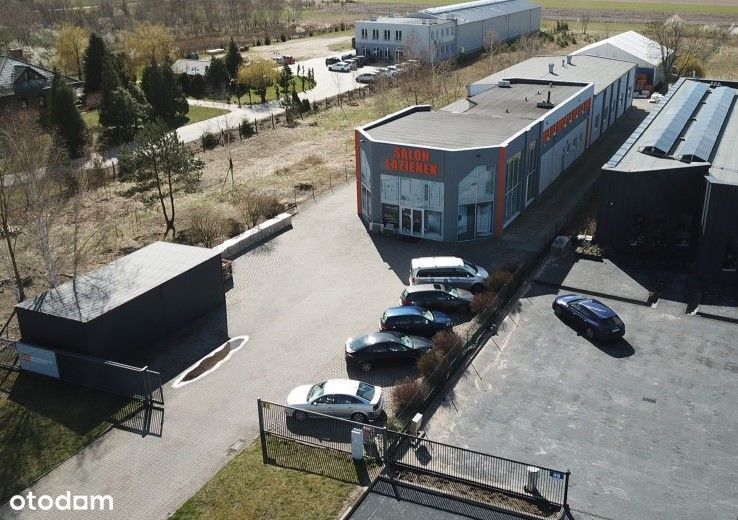 Działka 9659 m2 + obiekt handlowo-magazynowy, dwa wjazdy z DK12