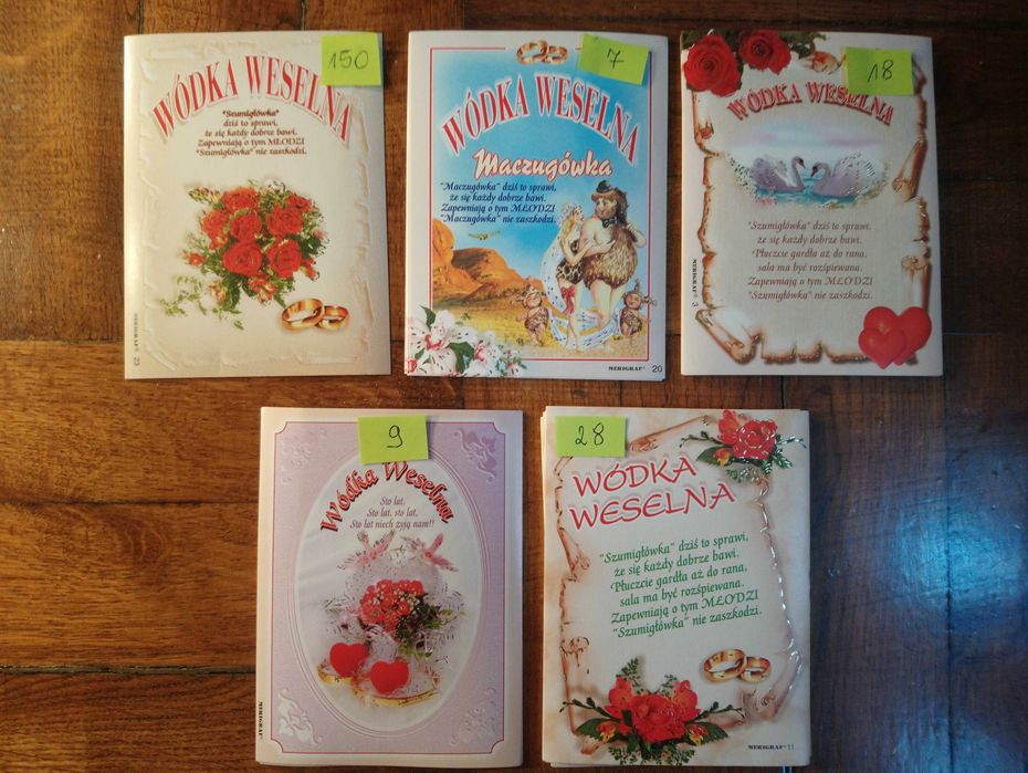 zawieszki etykiety naklejki na alkohol wódkę weselną 184 szt. po 0,40