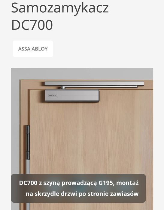 Samozamykacz nawierzchniowy ASSAABLOY DC700 szynowy