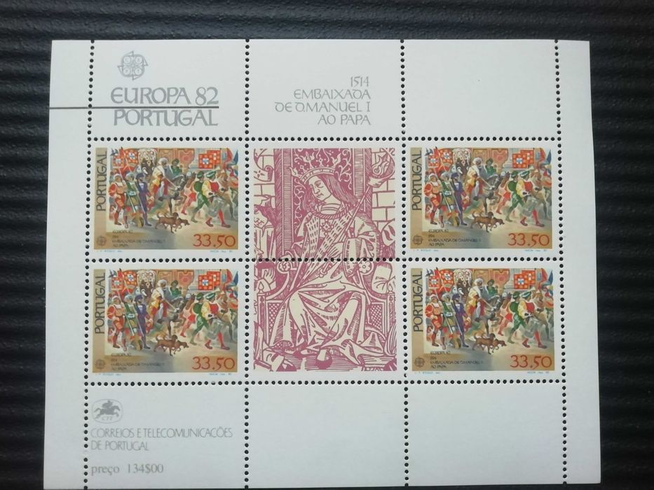 Bloco nº44 Europa-Portugal 1982 Embaixada de D. Manuel I ao Papa