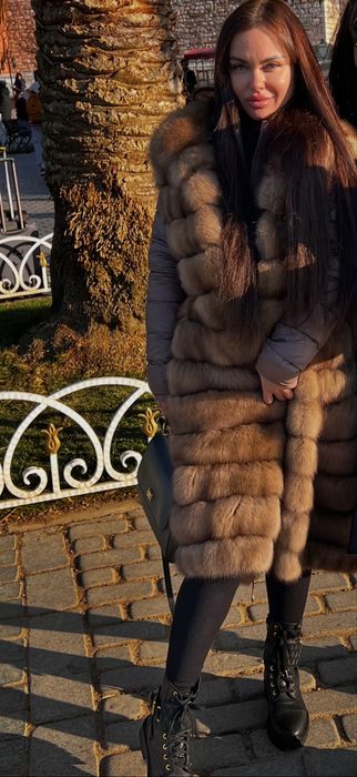Меховый длинный жилет соболь м курточкой