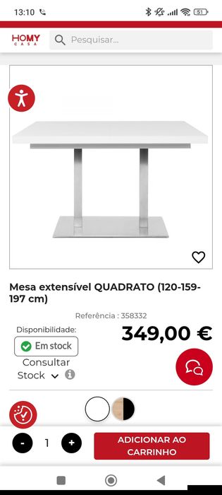Mesa de jantar extensível