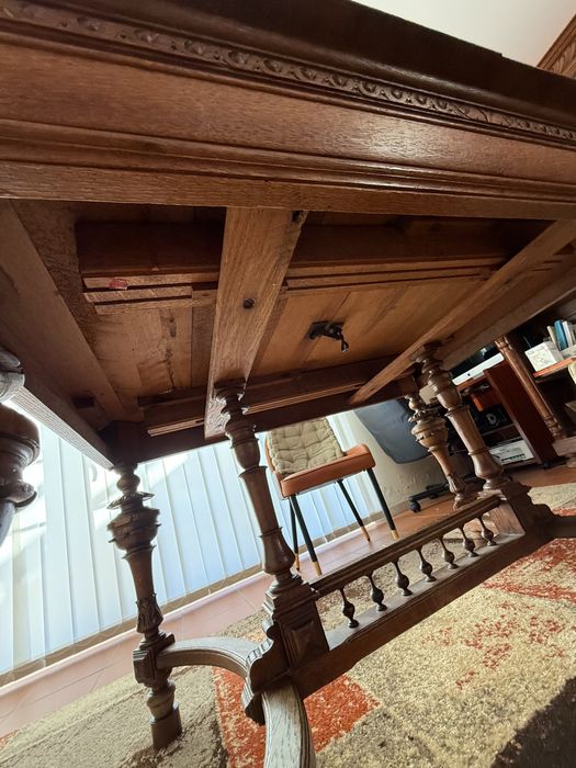 mesa extensível antiga em carvalho