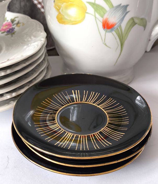 Spodki 3 sztuki Tułowice Opole piękny stary porcelit