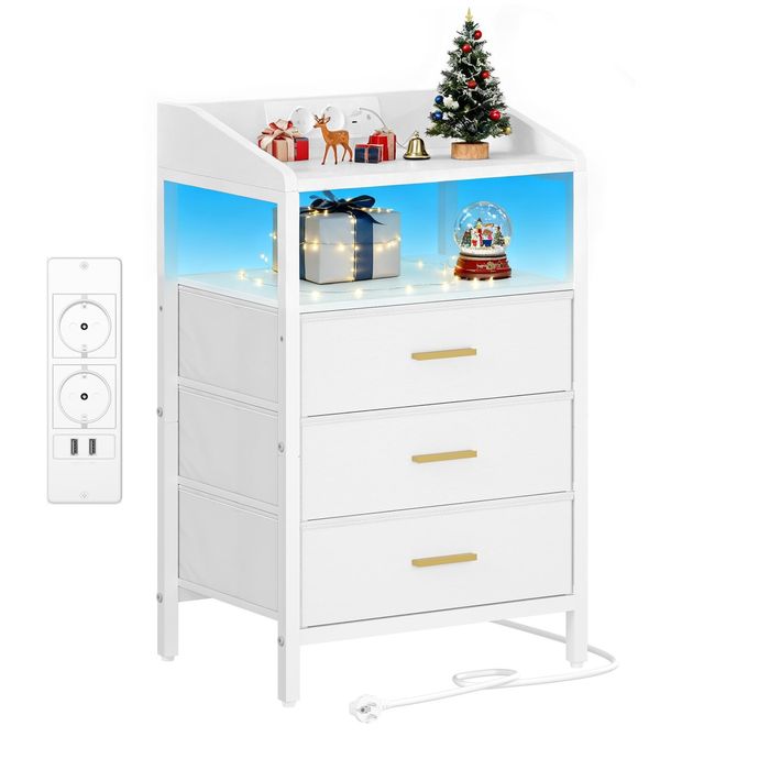 Szafka nocna stolik boczny nocny z listwą zasilającą z LED 30x40x68cm