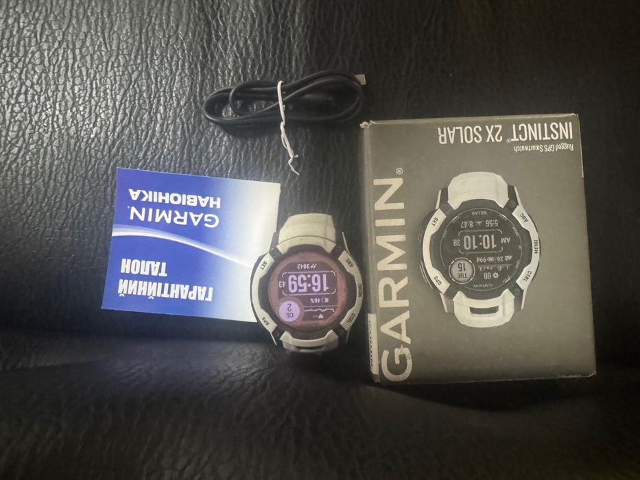 Часы Garmin Instinct 2x Solar WhiteStone полний комплект солнечная батарея