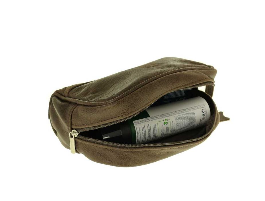 Duża czarna męska kosmetyczka skórzana pojemna skóra naturalna