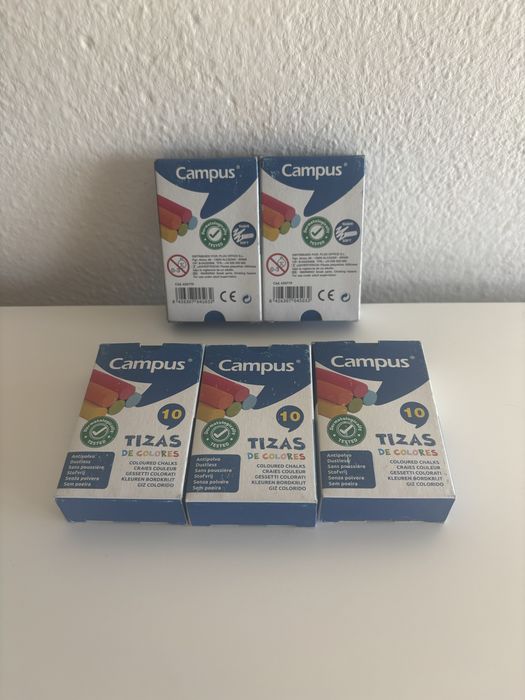 Conjunto 5 caixas giz de cor Campus (10 unidades cada)