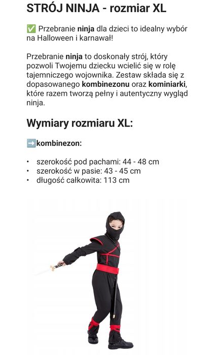 Strój wojownika ninja