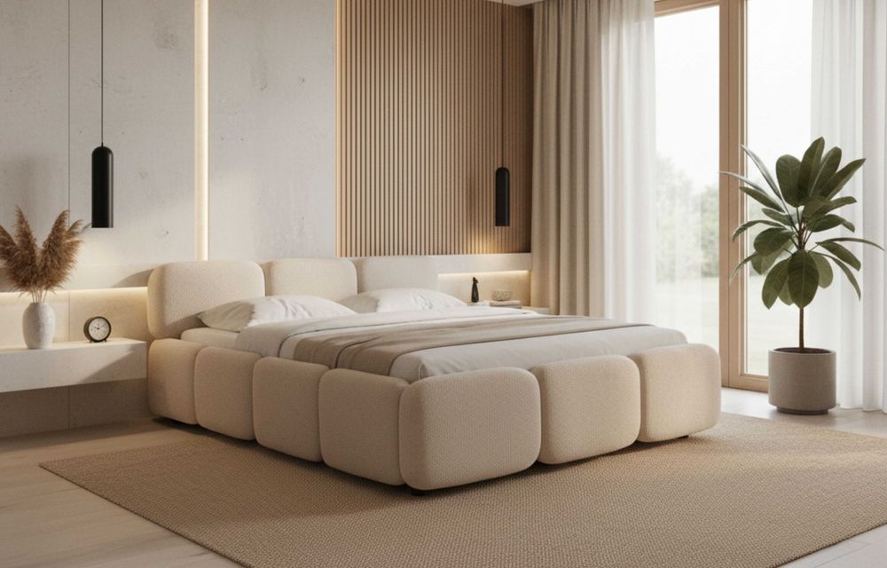 Zjawiskowe Łóżko kontynentalne SOFT BED w stylu Japandii 140x200cm.