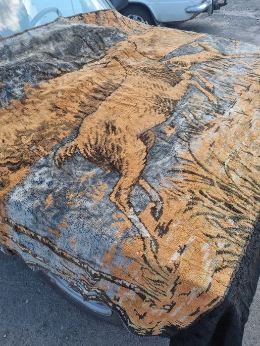 гобеленовый ковер с оленями,плюшевый винтаж