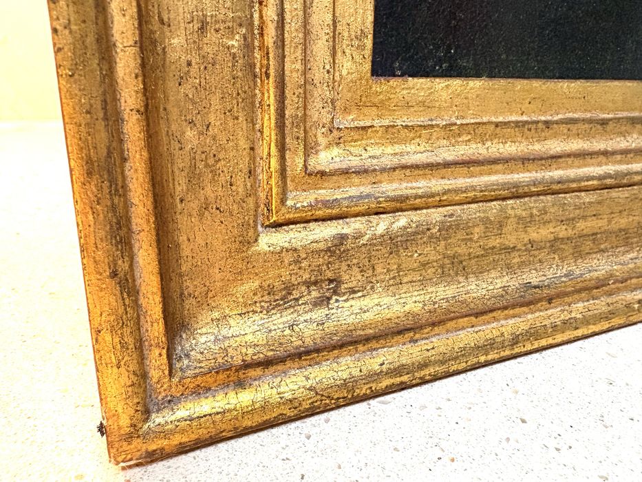 Grande antiga moldura dourada com impressão de pintura de Rembrandt