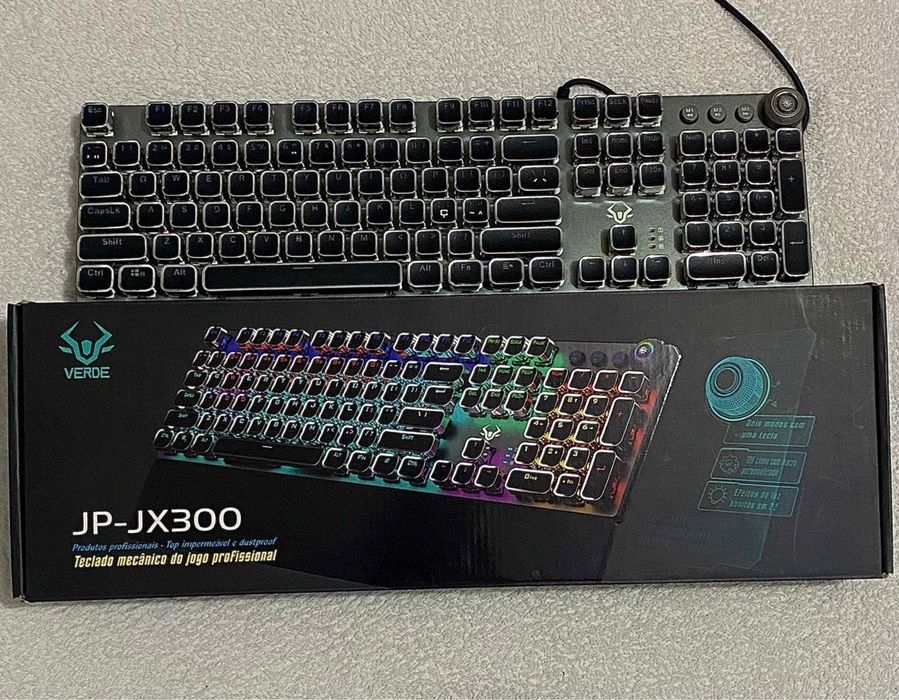 Teclado gamer Mecanico JP-JX300 RGB 108 teclas + apoio de pulso