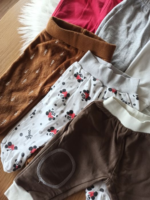 Zestaw paka 7x spodnie półśpiochy 3x bluza kaftaniki rozm 62