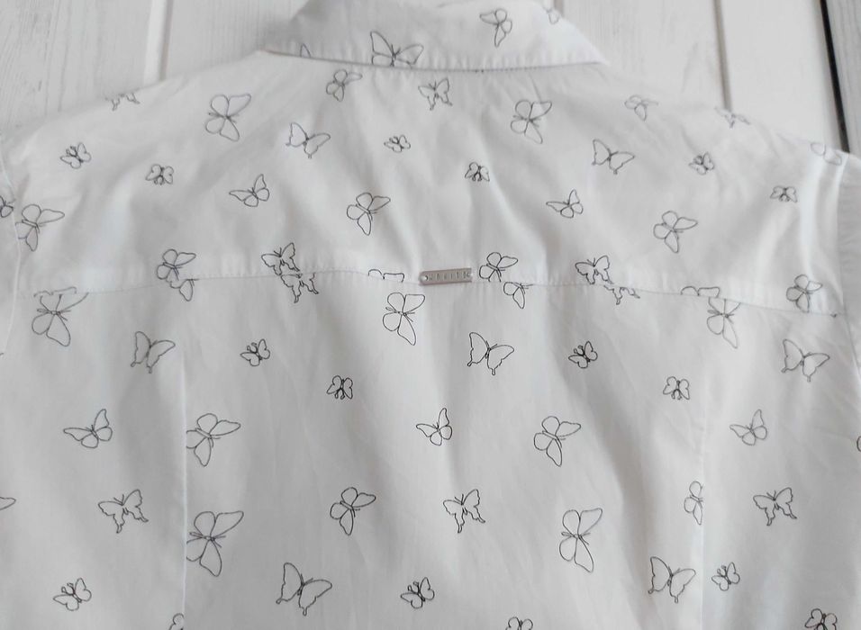 Koszula z długim rękawem, biała w motyle, MOHITO, rozm. 36