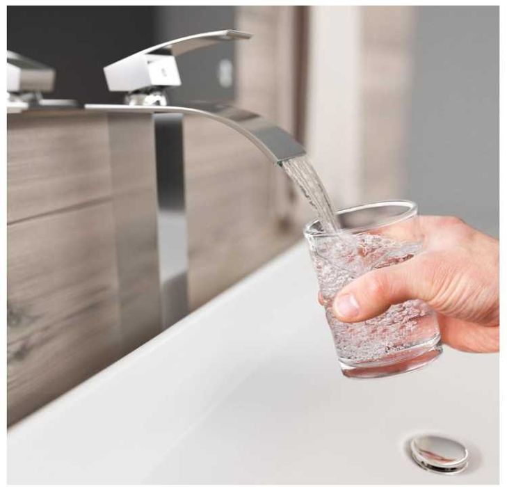 Wysoki kran łazienkowy Kadelg  + wąż 3/8" 60cm stal nierdzewna