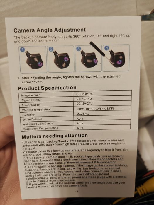 AHD backup car camera