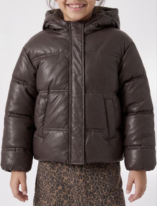 Шоколадна нова куртка puffer на дівчинку 134-140