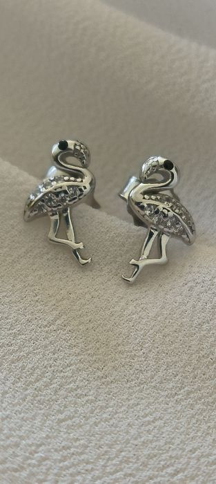 Brincos flamingo em prata