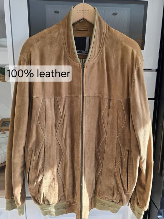 Kurtka ze skóry naturalnej zamsz XL męska bomber pilotka brązowa