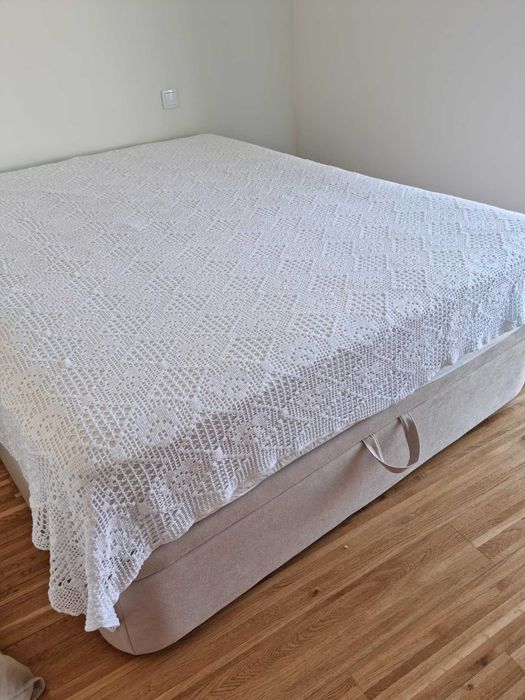 Colcha de Crochet branca, feita à mão