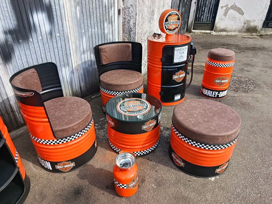 Mobiliário Bidões personalizados Harley Davidson (ler descrição)