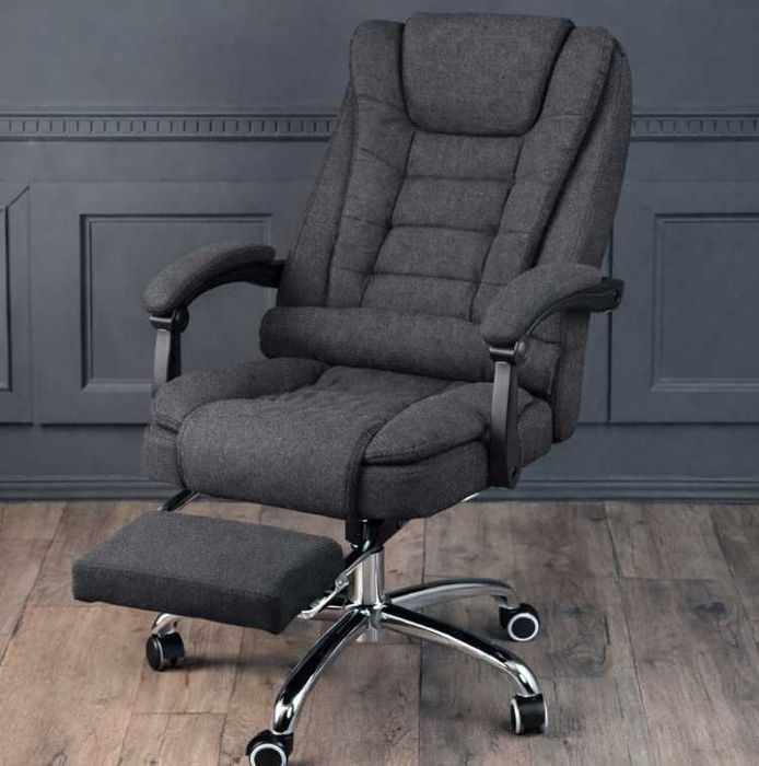 Офісні крісла з масажером та підставкою для ніг еко шкіра тканина