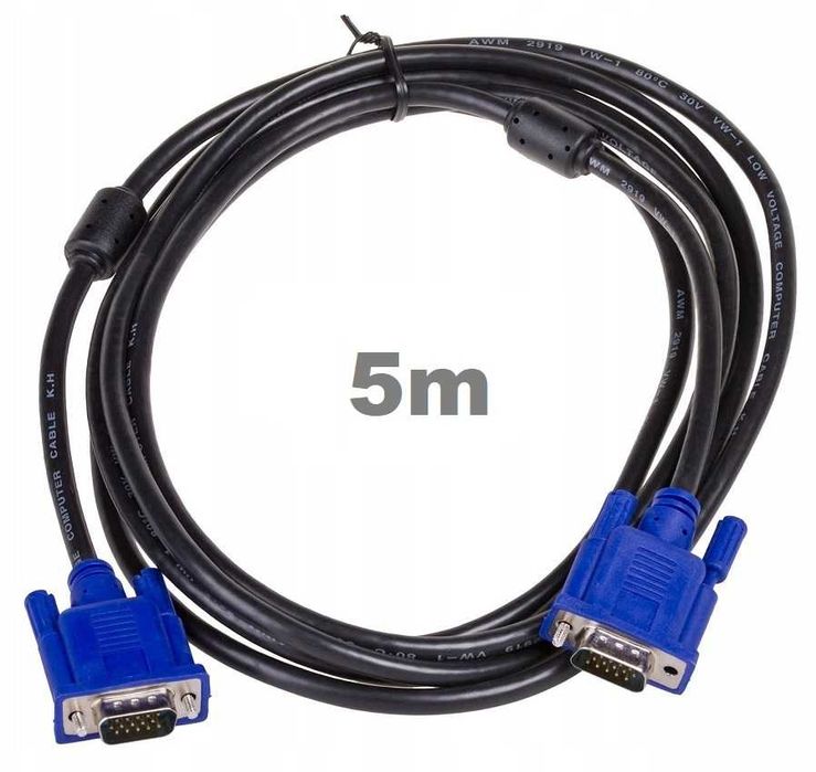 Kabel VGA 5M Monitor PC D-SUB Full HD VGA SVGA 5m * Wejherowo
